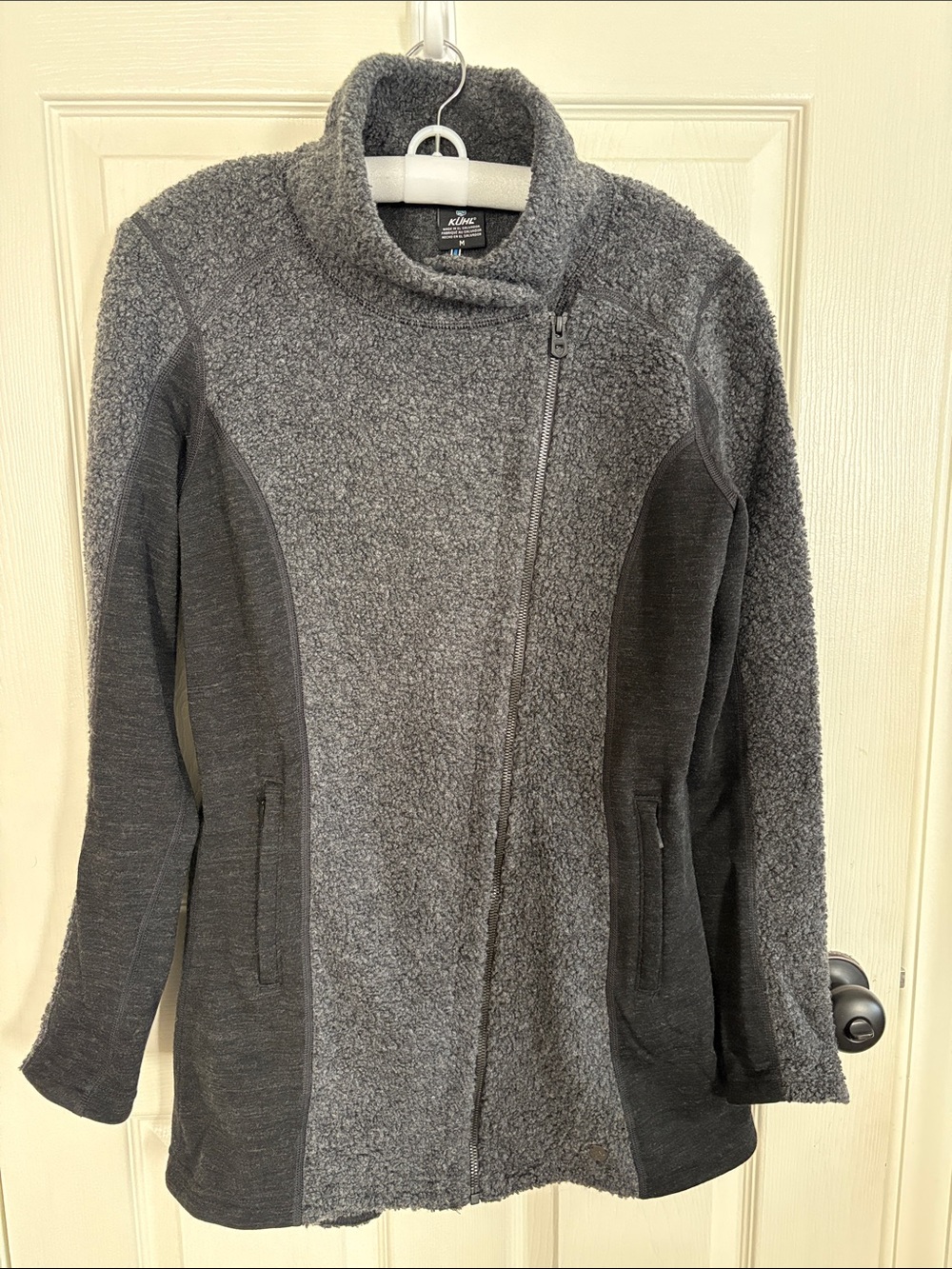 Kuhl Charcoal Gray Sherpa Knit Asymmetrical Zip Jacket